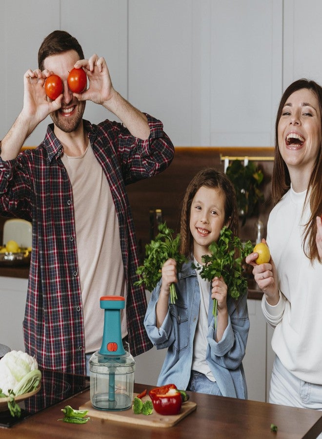 TEKCOOL مفرمة يدوية للاستخدام في المطبخ من TEKCOOL مزودة بـ 6 شفرات لتقطيع الخضراوات والفواكه بسهولة (متنوعة، 650 مل، بلاستيكية)؛ - Image 4